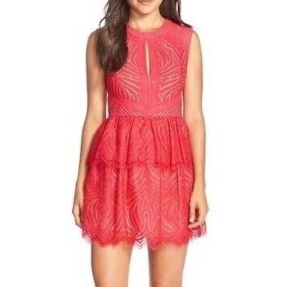 BCBGMaxAzria Dresses & Skirts - BCBGMAXAZRIA LIpstick Red Tiered Mini Dress SZ 6